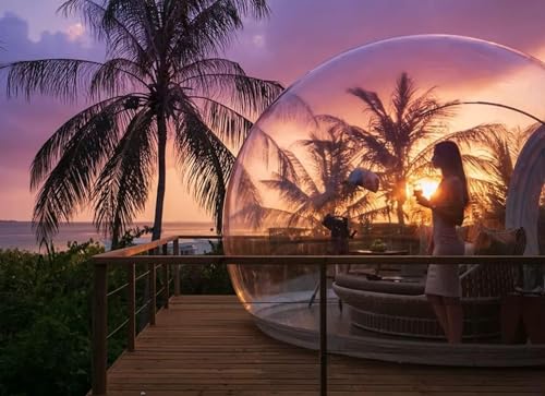 Outdoor Inflatable Bubble Camping Tent,Camping Tent Transparent,Clear Dome Camping Cabin with Quiet Air Blower for Indoor/Outdoor Family Backyard