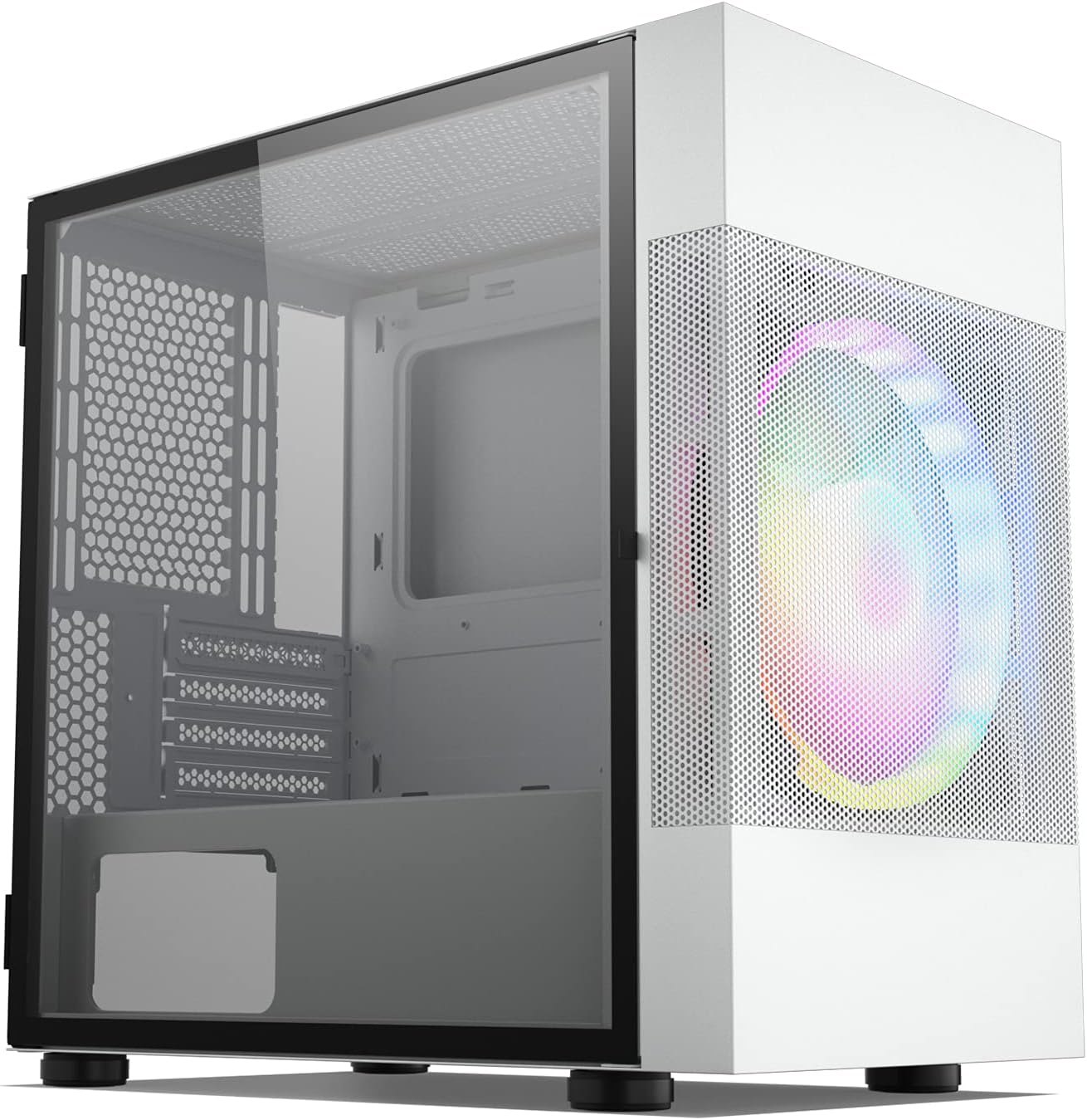 Vetroo A03 Mid-Tower ATX Gaming PC Case, Pre-Installed 3pcs ARGB/PWM Fans with Controller, Door Opening Tempered Glass Design, High Airflow Mesh Front/Dust Filter, Air Water Cooling Ready - Pink