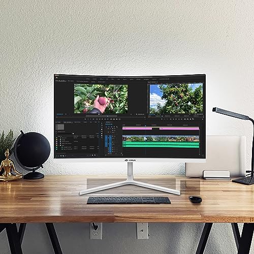 CRUA 30Inch Ultrawide Curved Monitor, 21:9 WFHD(2560x1080P) VA Computer Monitor, 120% sRGB 100HZ 1500R PC Monitors Support FreeSync, Wall-Mounted, with HDMI/DP Display Port-Black