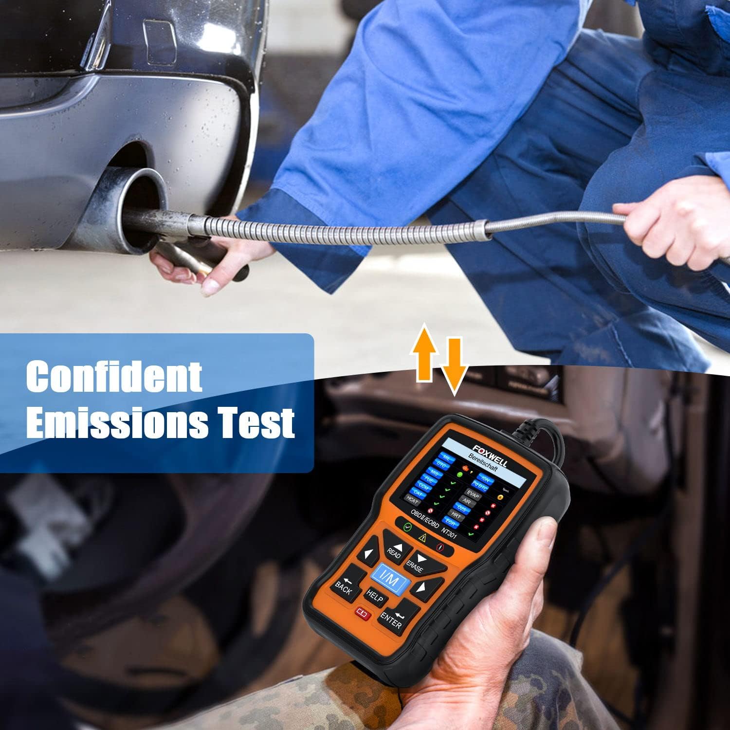 FOXWELL NT624 Elite OBD2 Scanner, ALL System with 8 Resets ABS Bleeding/SAS/Oil/TPS/EPB/BRT/Injector/D-P-F + NT301 OBD2 Scanner Live Data Professional Mechanic OBDII Diagnostic Code Reader