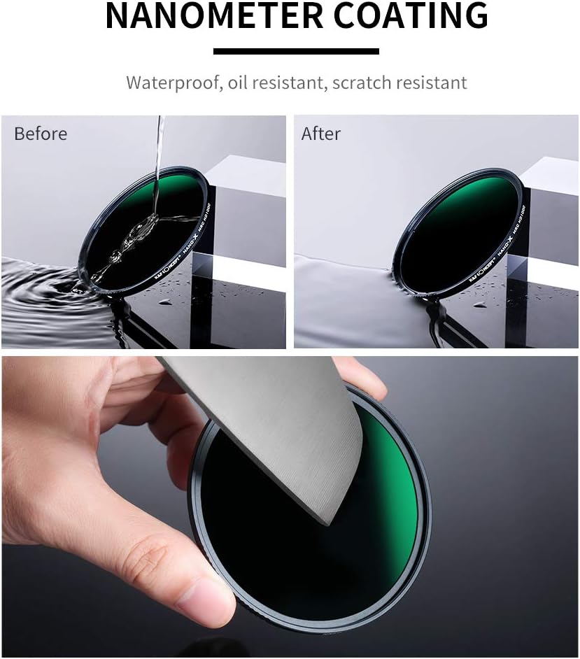 K&F Concept 77mm ND1000 (10-Stop Fixed Neutral Density Filter) ND Lens Filter, HD Hydrophobic Super Slim 28 Multi-Layer Coatings Glass Nano-X MRC Filter for Camera Lens Pack of 2