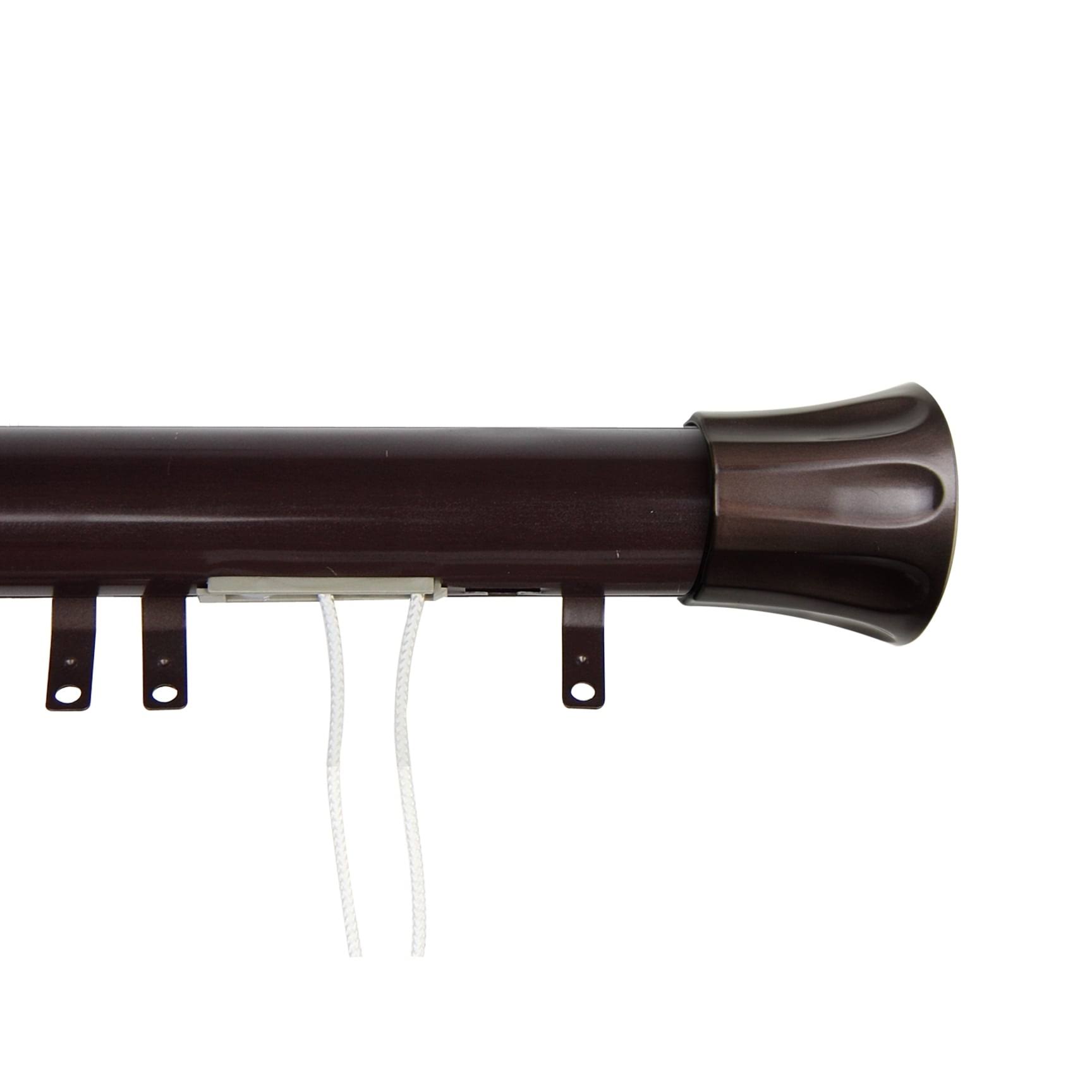 InStyleDesign Flare Decorative Traverse Rod with Center Open Sliders - 66 to 120-Inch - Silver Finish - Satin Nickel