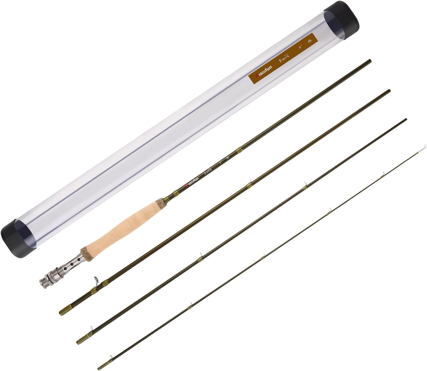 Piscifun Sword Fly Fishing Rod 4 Piece 9ft Graphite- IM7 Carbon Fiber Blank - Accurate Placement - Ingenious Design - Chromed Guide and Durable Rod Tube (Size: 4/5/6/7/9wt)