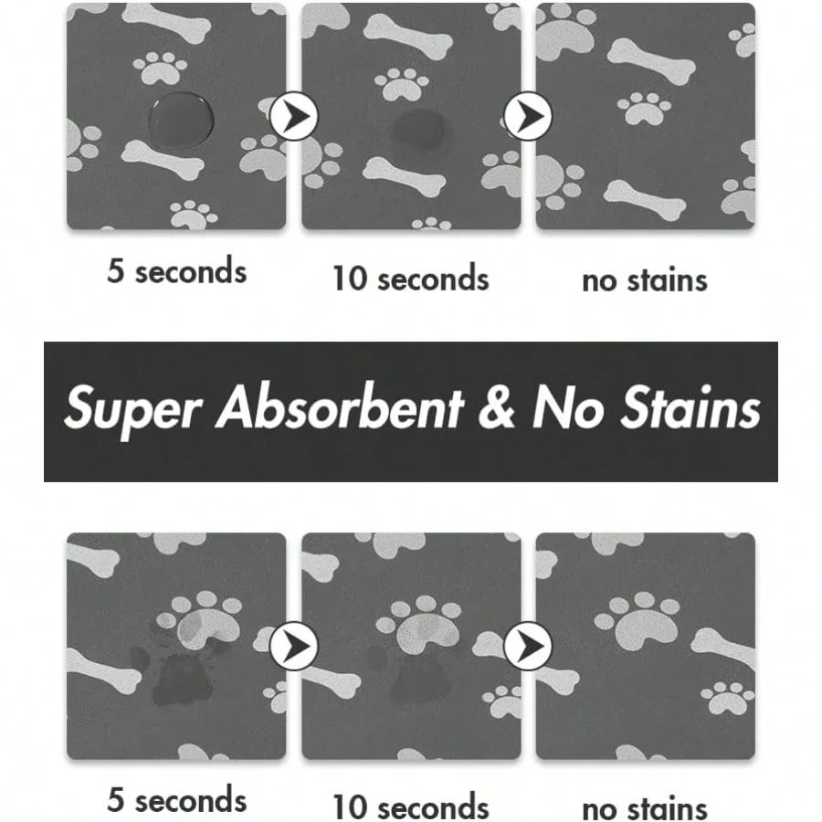 Pet Feeding Mat Absorbent Food And Water Mat For Dogs Quick Dry No Stains Placemat For Messy Drinkers 23X34 Dark Grey