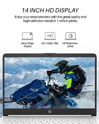 HP 2024 Newest 14" Ultral Light Laptop for Students Business, with Office Lifetime License, Intel Quad-Core N4120, 16GB RAM, 320GB Storage(64GB eMMC+256GB MSD), Webcam, Thin & Portable, Win 11 S