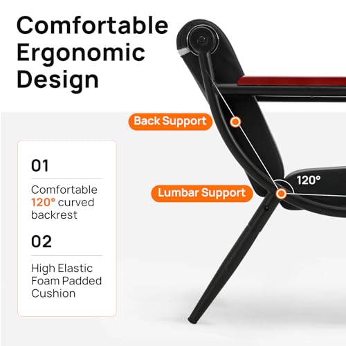 Waiting Room Bench with Wooden Armrest, PU Leather Office Furniture, Lobby Conference Reception Bench, Office Guest Seating for Clinic,Airport,Hospital,Barber,Salon,Bank(Black, 2)
