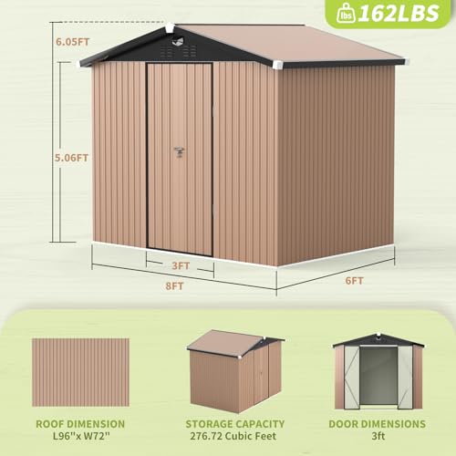 Metal Storage Shed,Outdoor Storage Building 10x12,Large Backyard Sheds with Lockable Doors,Waterproof Outside Storage Shed