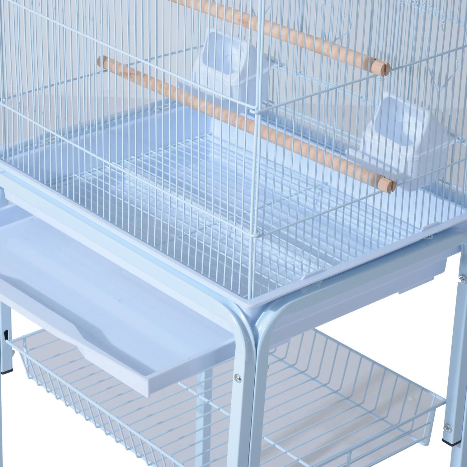 Pawhut 63x22 Bird Cage Large Finch Parrot Conure Metal Wheels Play Top House Pet Supplies - White