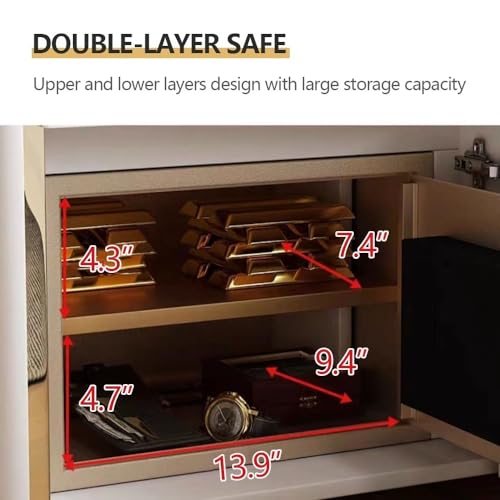 Smart Nightstand with Drawer and Safe, Invisible Integrated Safe, Smart Night Table with Drawer, Household Bedroom Bedside Table, Bedside Cabinet for Bedroom Living Room Furniture(Black,19.68*15.74*19