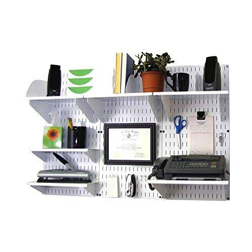Wall Control Office Wall Mount Desk Storage and Organization Kit; Black and White
