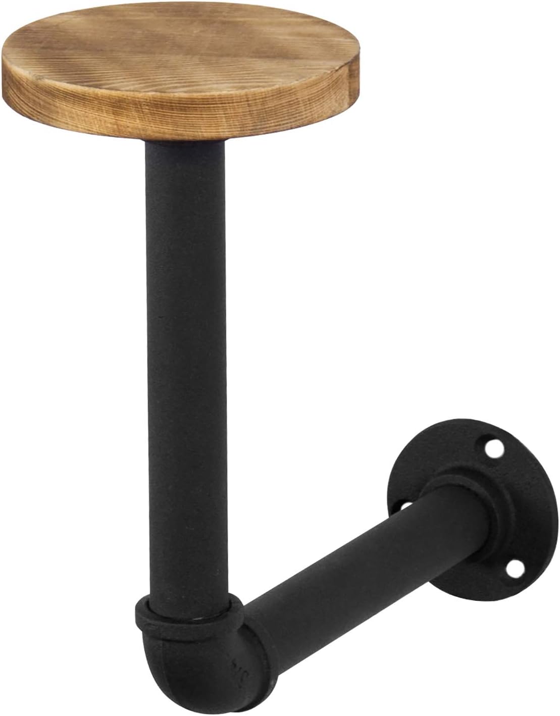 MyGift Rustic Brown Wood Hat Rack for Wall, Hanging Cap and Wig Holder with Industrial Metal Wall Mounted Bracket Pack of 2