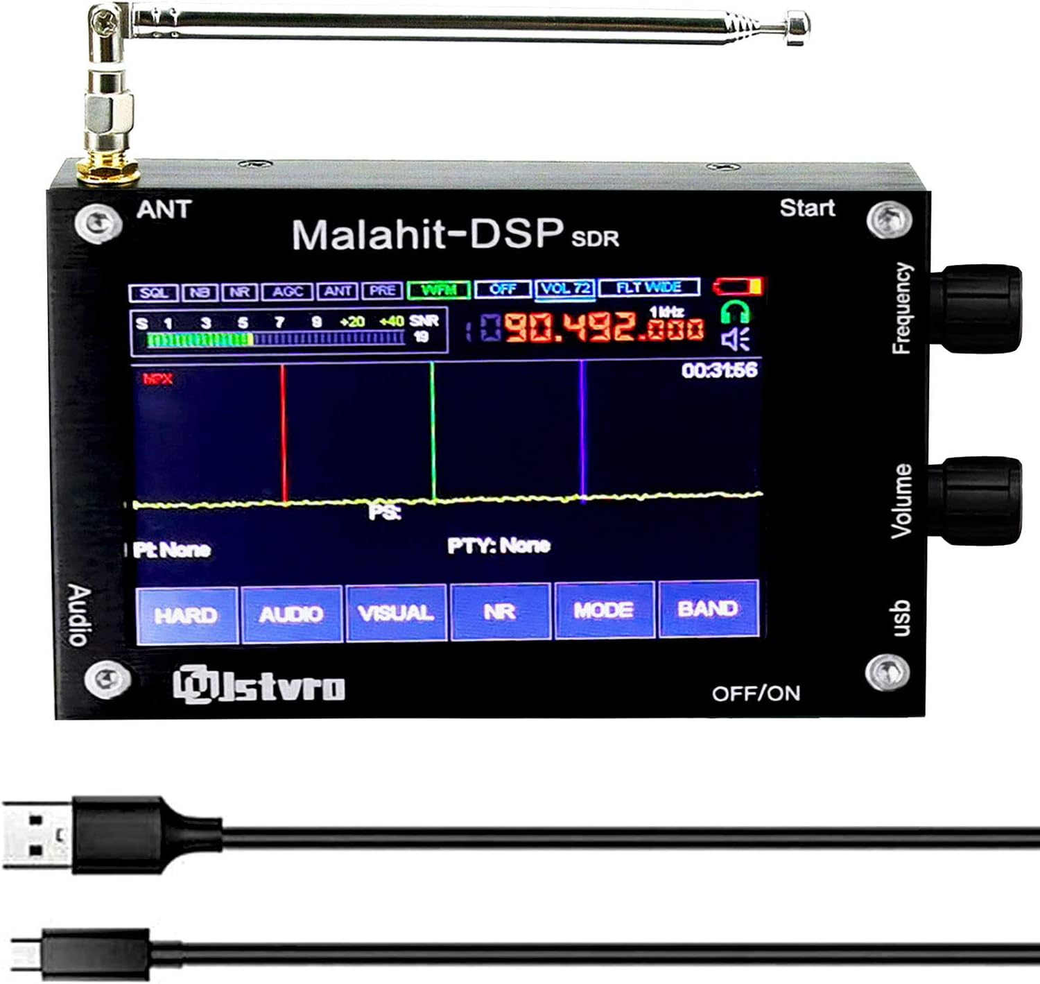 New 1.10b 3.5" 50KHz-2000MHz Malahit DSP SDR Receiver,Malachite DSP SDR Receiver,Malahit SDR Shortwave Radio Receiver, Aluminum Alloy