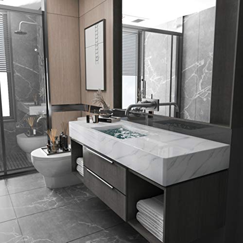 Large White Marble Granite Wallpaper Peel Stick Thicken 31.5x591inch Waterproof Furniture Sticker Self-Adhesive Contact Paper Marble Vinyl Wrap for Countertop Fireplace Backsplash DIY Wall Sticker