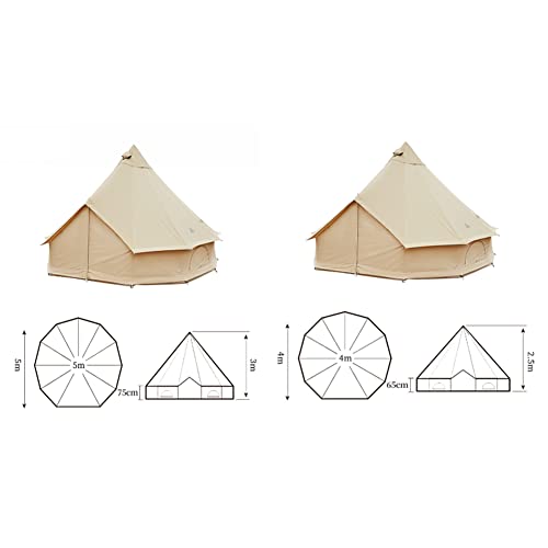 Canvas Bell Tent- w/Stove Jack, 4 Season Luxury Glamping Tent Waterproof Yurt Tents for Family Camping Outdoor Hunting Party