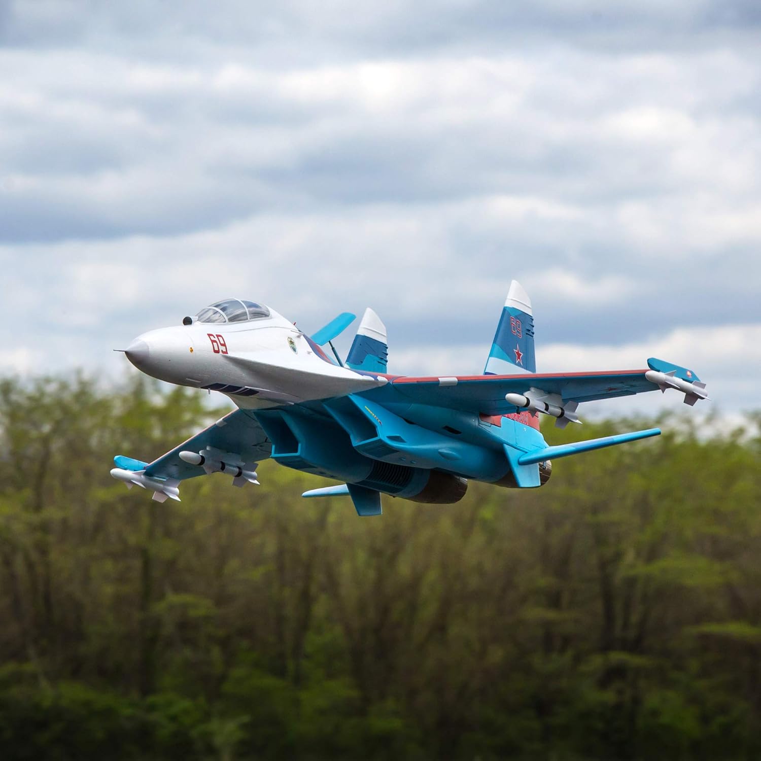 E-flite RC Airplane SU-30 Twin 70mm EDF BNF Basic (Transmitter, Battery and Charger not Included) with AS3X & Safe Select, 1100mm, EFL01050