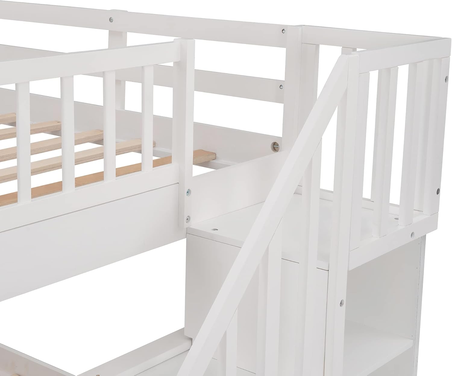 Harper & Bright Designs Full Over Full Bunk Bed with Stairs, Wooden Full Bunk Bed with Storage Drawers for Kids Teens Adults - White
