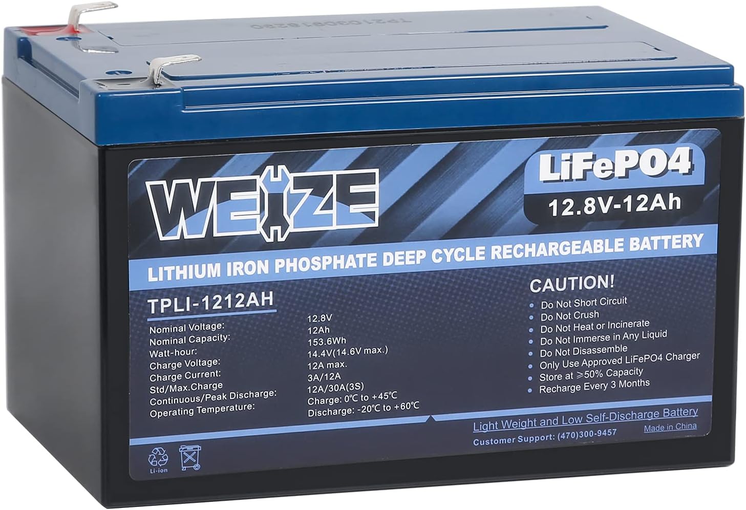 Weize 12V 200Ah LiFePO4 Lithium Battery, Up to 8000 Cycles, Built-in Smart BMS, Perfect for RV, Solar, Marine, Overland/Van, and Off Grid Applications