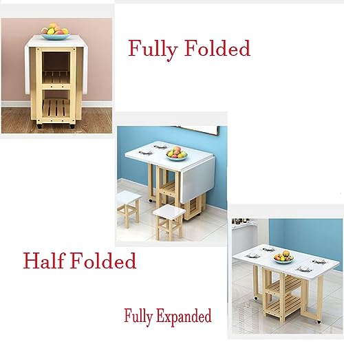 Space Saving Extendable Table, Folding Dining Table, Living Room Extendable Table, Multifunctional Convertible Dining Room Table (120x75x75cm/47x29x29in)
