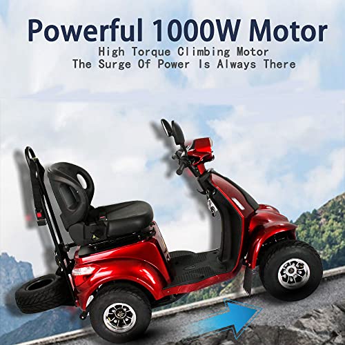 Mobility Scooters for Seniors & Adults, Heavy Duty 4-Wheel 3-Speed Medical Electric Golf Mobility Scooter Battery Powered with Rear Lock Box & Golf Cart Rack Adjustable Seat