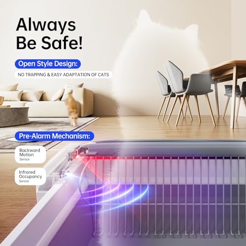 Self-Cleaning Automatic Cat Litter Box with Smart App Control, Open&Lightweight Design, Safe Anti-Pinch Protection, Patented Non-Stick Bottom,Tear-Resistant Rubber Liner with Eco Waste Bags