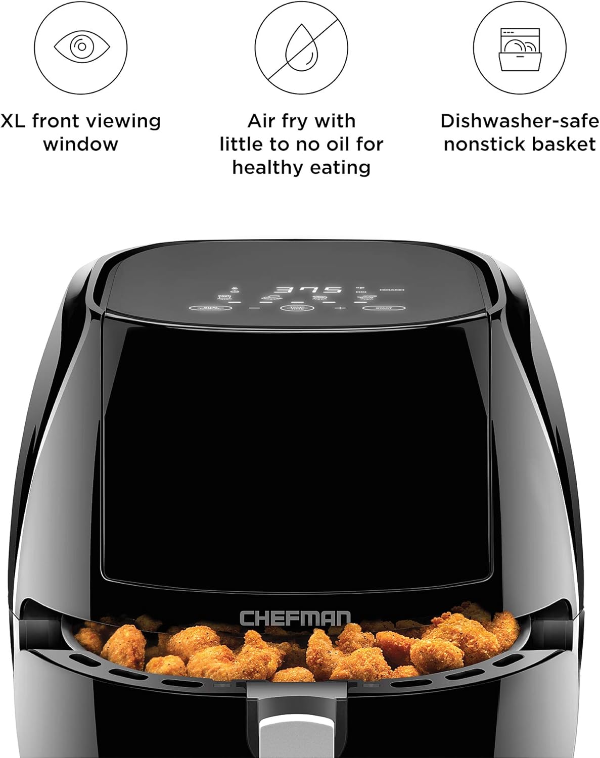 CHEFMAN Multifunctional Digital Air Fryer+ Rotisserie, Dehydrator & TurboFry Touch 8 Quart Air Fryer w/XL Viewing Window & Advanced Digital Display