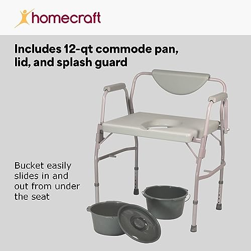 Homecraft Deluxe Bariatric Drop Arm Commode, 1000 Pound Weight Capacity, Adjustable Height Bedside or Over-the-Toilet Commode, Designed for Patients Who Struggle with Obesity, Easy-to-Assemble