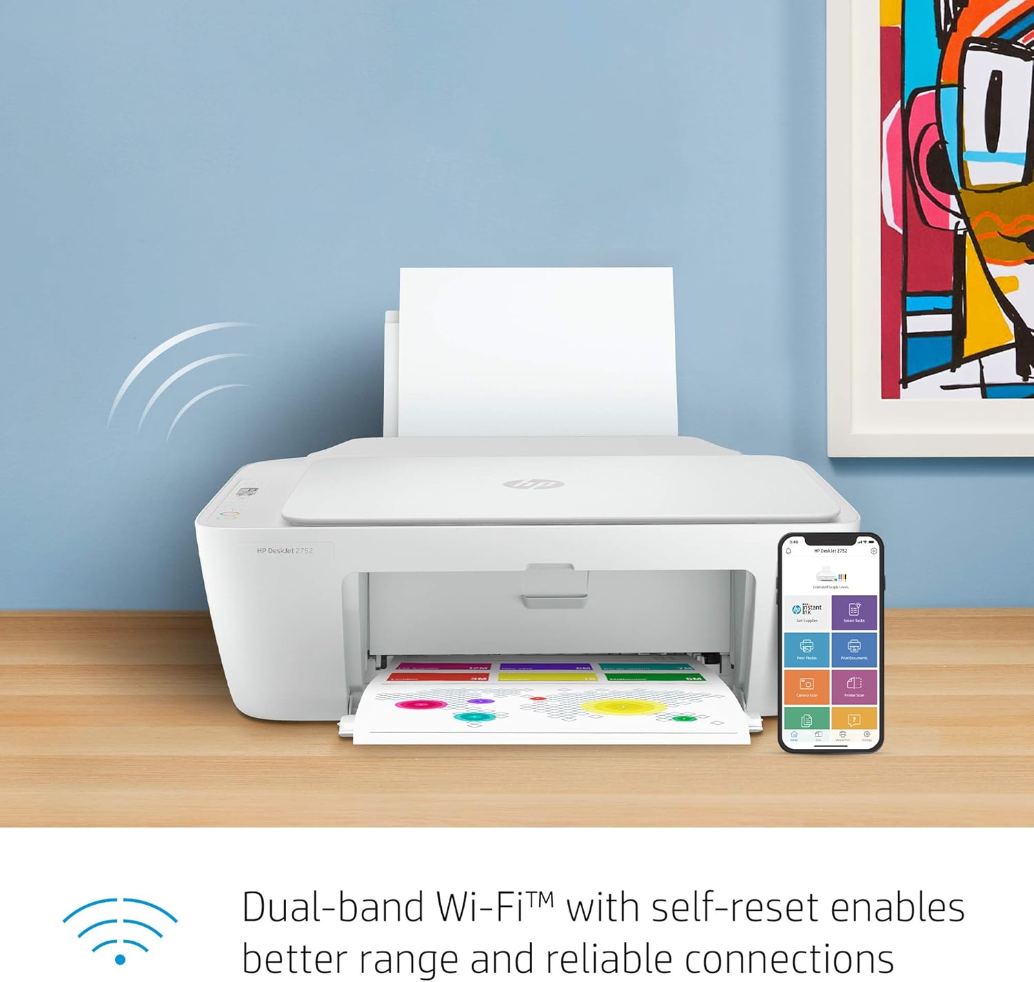 HP DeskJet Series Wireless All-in-One Color Inkjet Printer - Print, Scan, Copy for Home Business Office - Icon LCD Display, Instant Ink Ready, Up to 1200 x 1200 dpi, Bluetooth 4.1, WiFi, USB