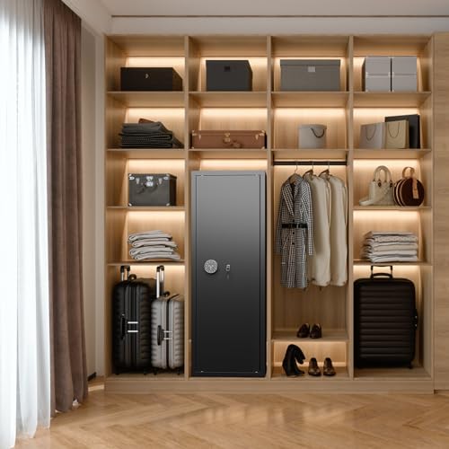 Bonusall 10-14 Tall Gun Safe,Gun Safe for Home Rifle and Pistols, Gun Locker for Rifles and Shotguns, Rifle Safe for Home with Removable Shelf, Flaged Design, Pocket