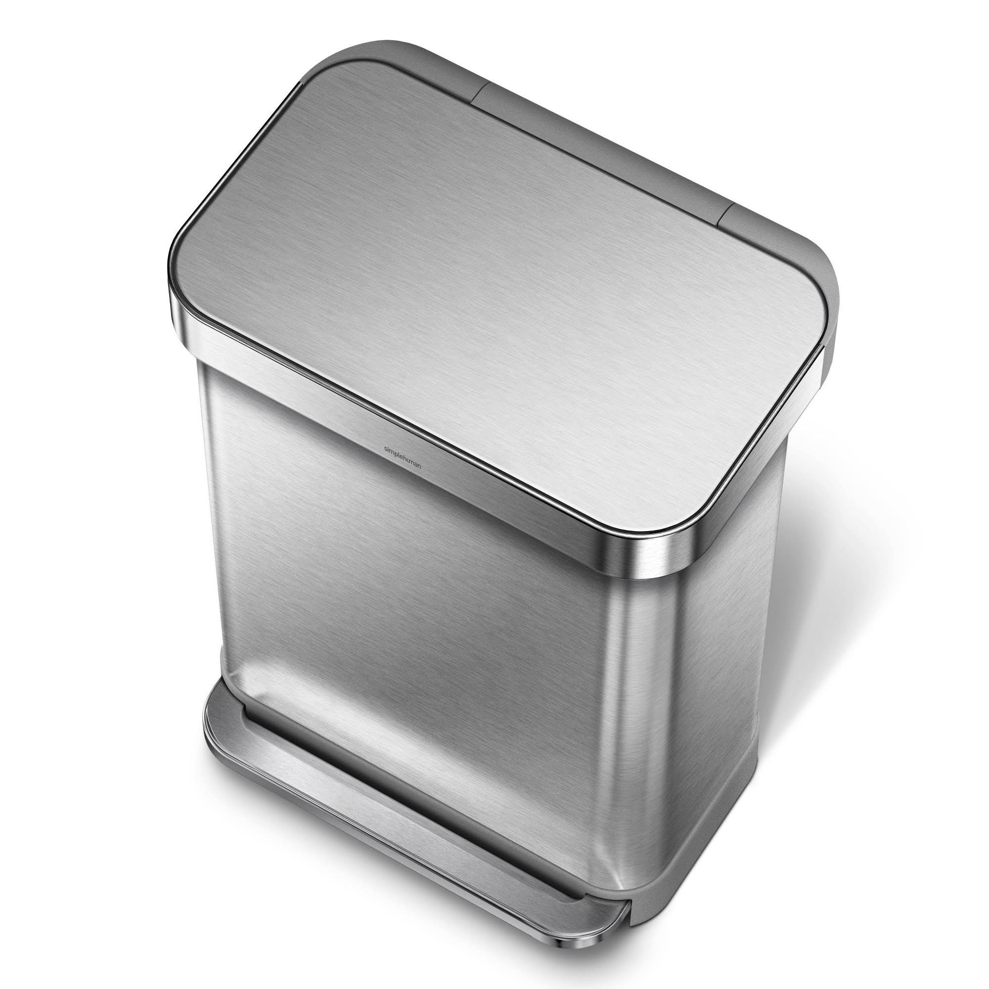 simplehuman 55L Rectangular Step Trash Can Brushed Silver