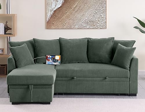 Oversized U-Shaped Sectional Sofa Couch Plush Corduroy Upholstered Modular Deep Seat Sofa&Couch Sectional W/Right Facing Chaise Lounge and 7 Toss Pillows for Home Apartment Living Room Furniture Sets