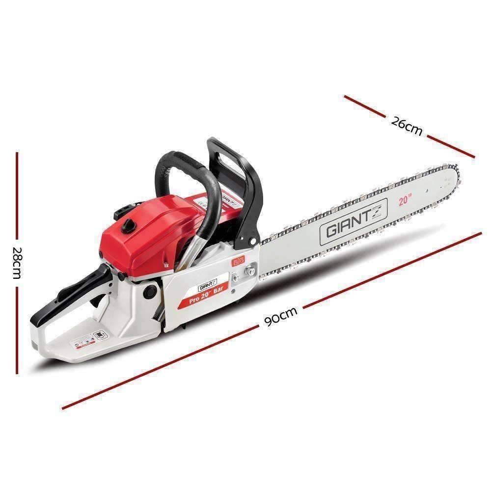Giantz 58cc Commercial Petrol Chainsaw - Red u0026 White