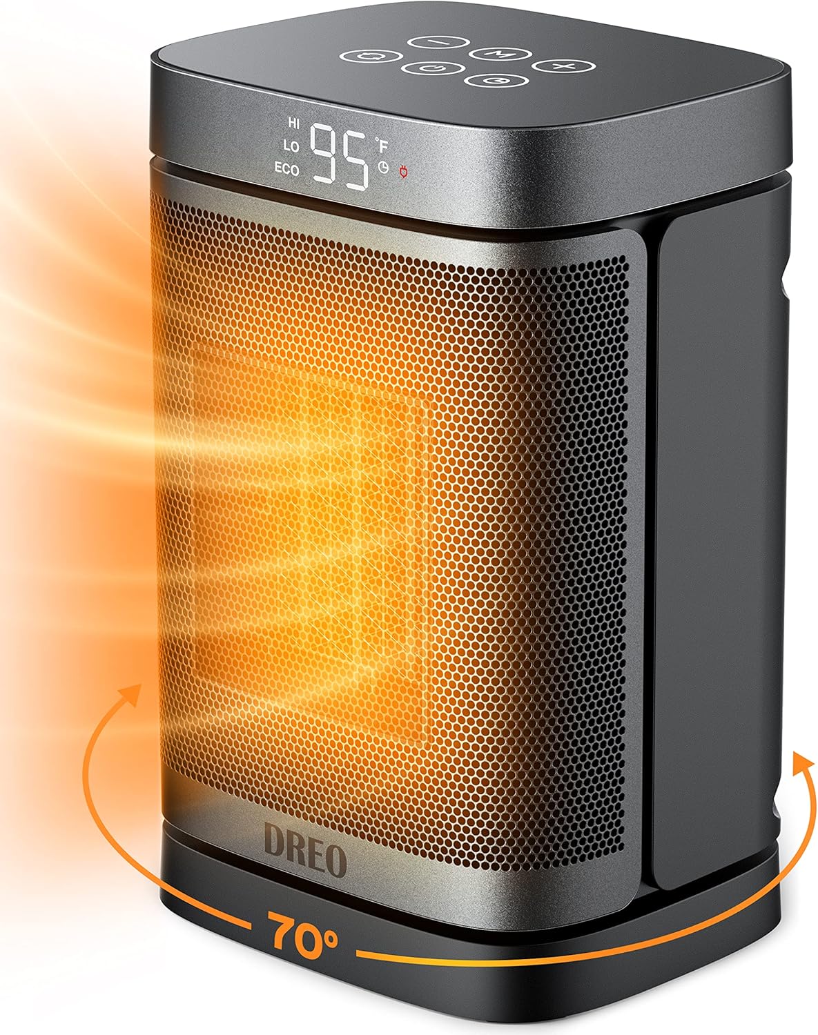 Dreo Space Heater &ndash; 70&deg;Oscillating Portable Heater with Thermostat, 1500W PTC Ceramic Heater with 4 Modes, 12h Timer, Safety & Fast - Quiet Heat, Small Electric Heaters for Indoor Use, Bedroom, Office