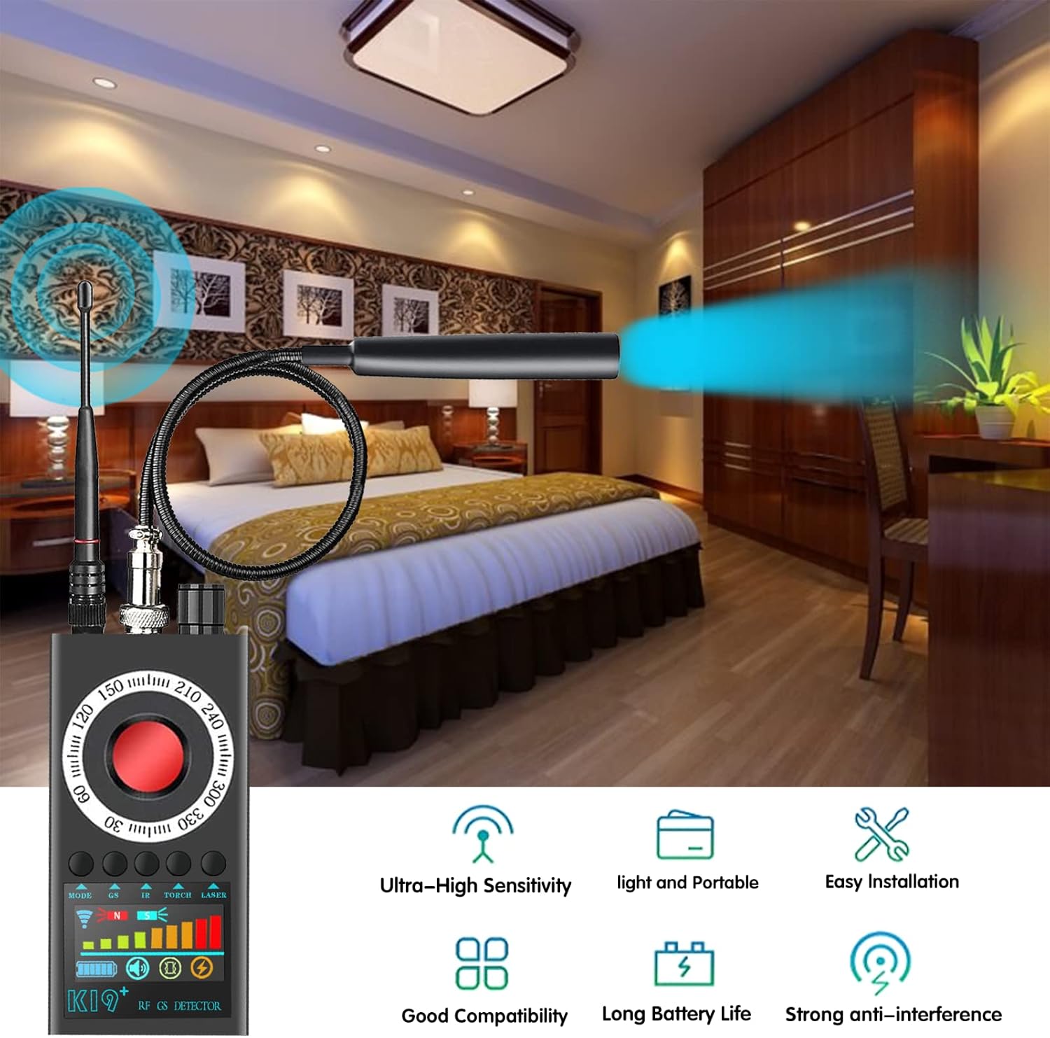 Anti Spy Detector Hidden Camera Detectors Bug Detector RF Detector Camera Finder for Wireless Audio Bug Camera Detector Finder Upgraded Version