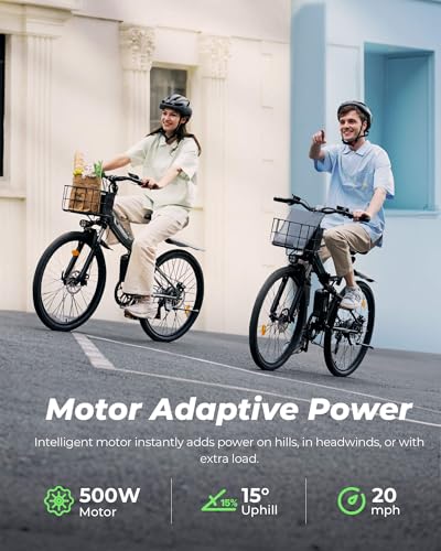 isinwheel M40 Folding Electric Bike for Adults 500W Ebike with Basket, Dual USB Charging Ports, Full Suspension, 7 Speed Gearshift, 20mph Foldable Electric Bicycles, 26" Electric Mountain Bike