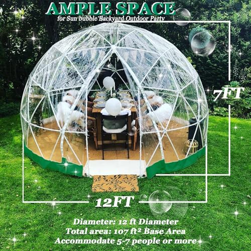 Garden Dome Igloo 12FT Clear Bubble Tent Outdoor for Garden, Weather Proof Pod Camping Patio Igloo Tent for Backyard Canopy Gazebos Screen House Room Lean to Greenhouse