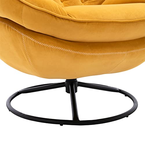 Velvet Swivel Accent Chair with Ottoman Set, Modern Lounge Chair with Footrest, Comfy Armchair with 360 Degree Swiveling for Living Room, Bedroom, Reading Room, Home Office, Metal Base Frame, Purple