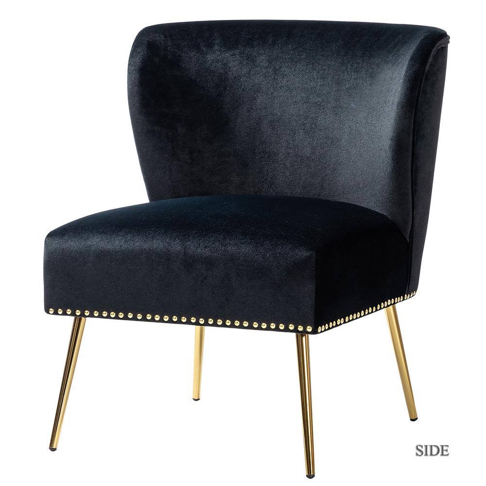 Jayden Creation Basilio Black Accent Chair with Nailhead Trim