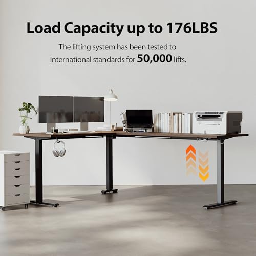 Agilestic L Shaped Electric Standing Desk with 2 Drawers, 63 Inch Ergonomic Adjustable Height Desk with Storage, Corner Desk Sit Stand up Computer Table for Work Office Home, Rustic Brown