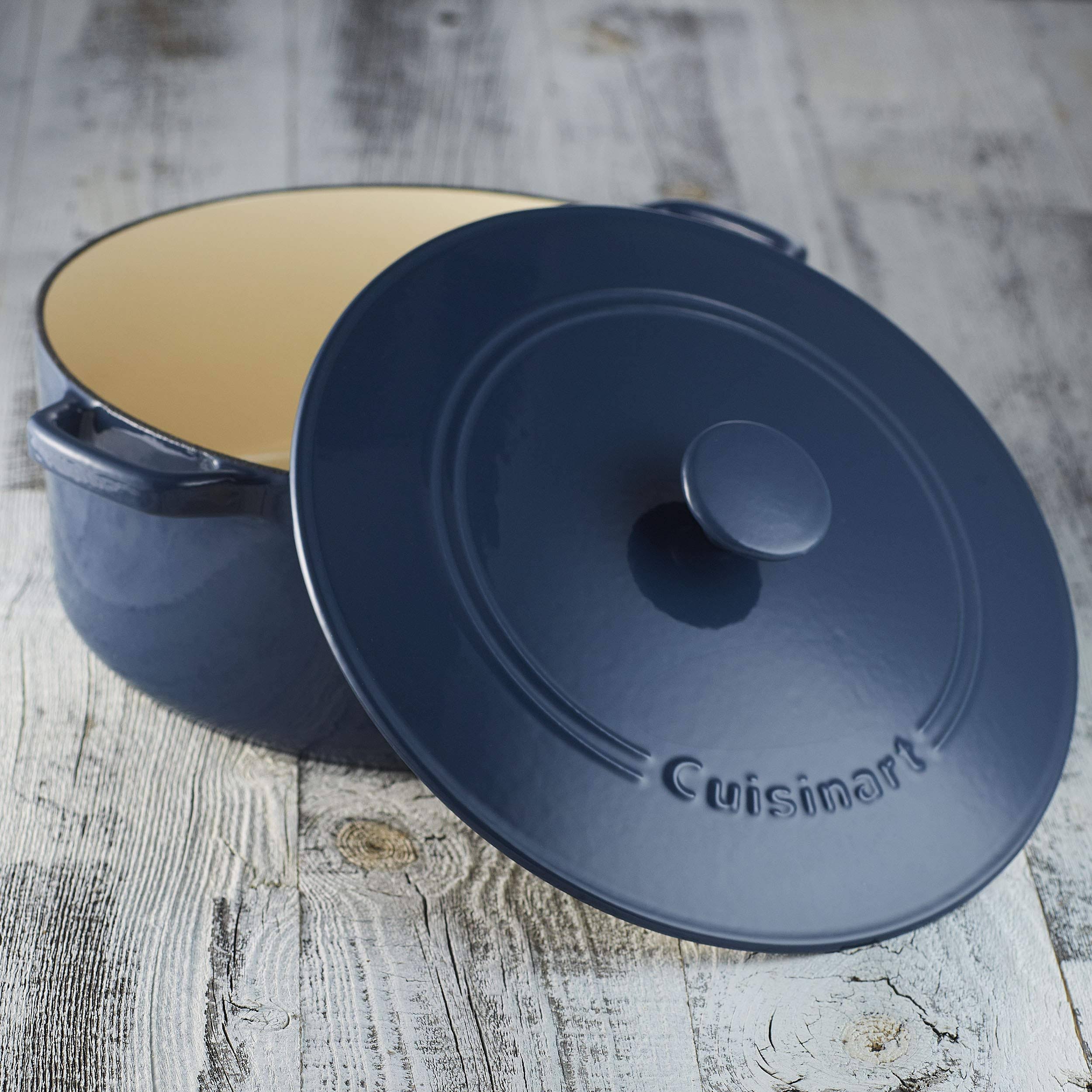 Cuisinart 3 Quart Cast Iron Round Covered Casserole - Blue