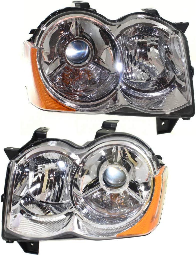 For 2008-2010 Jeep Grand Cherokee Pair Headlights HID Type Driver and Passenger Side W/HID CH2518129 CH2519129