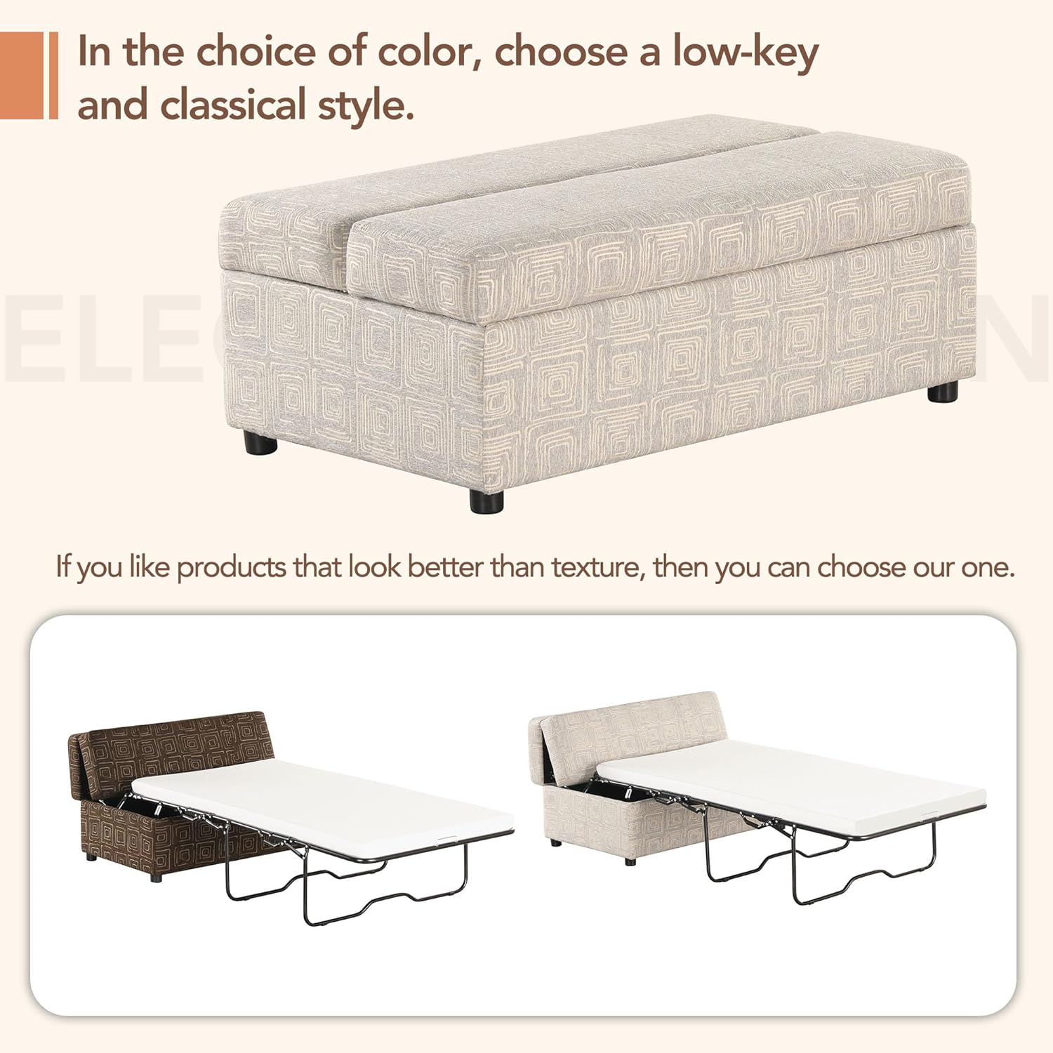 Twin Size Folding Ottoman Sleeper Bed with Mattress Convertible Guest Bed Light Gray Modern Couch for Bedroom,Apartment Sofa,Office Couch