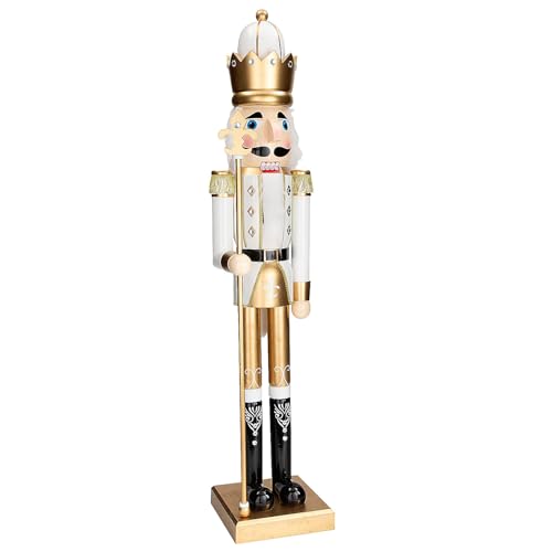 Fun Express 3 Ft. Large Classic Green Wooden Holiday Nutcracker with Scepter, Festive Christmas Decoration