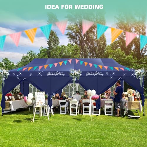 COBIZI 10x20 Pop Up Canopy Tent Heavy Duty with 6 Removable Sidewalls, Commercial Heavy Duty Pop Up Tent for Parties All Weather Waterproof and UV 50+ Wedding Tent with Roller Bag(Frame Upgrade)