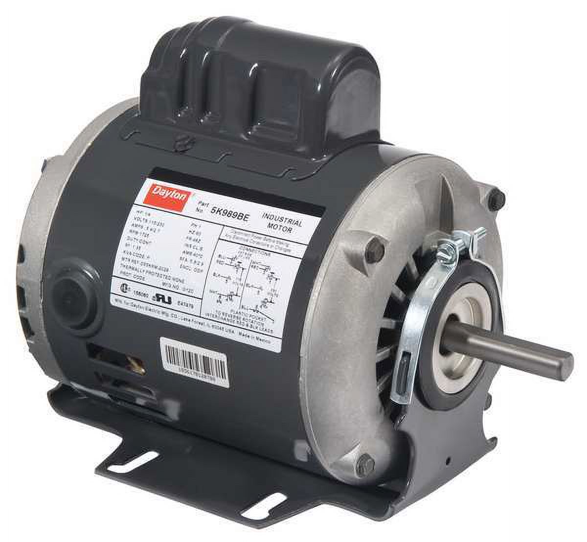1 pc, Dayton Capacitor-Start Belt Drive Motor, 1/2 HP, 115/230V AC Voltage, 48Z Frame, 1,725 Nameplate RPM