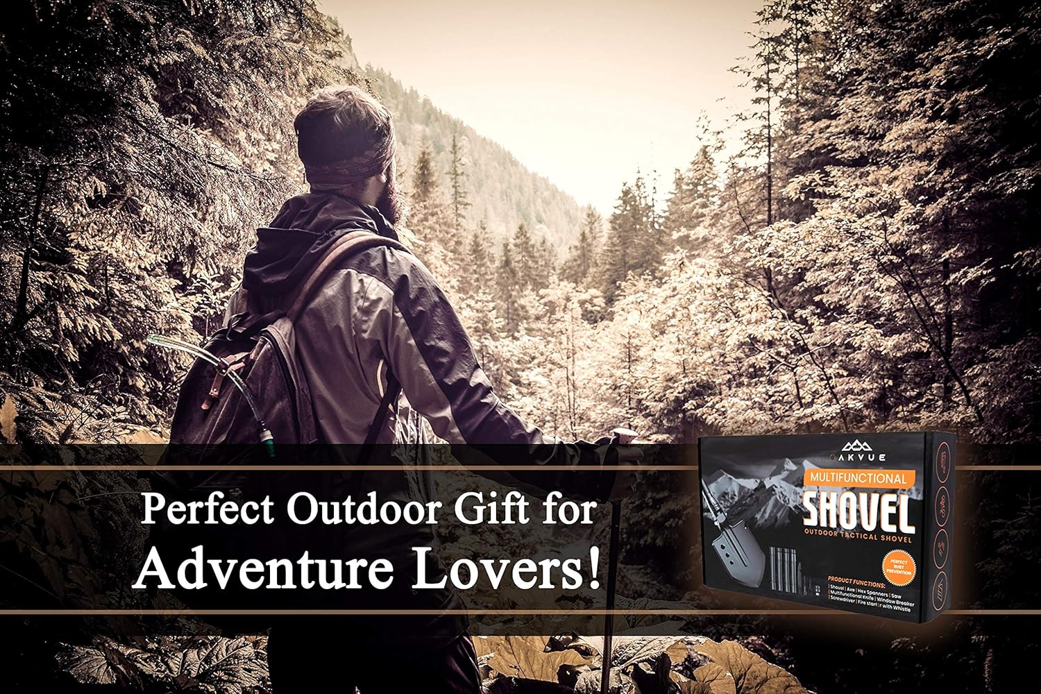 OAKVUE Survival Shovel Multitool with Tactical Shovel Carry Pouch, Camping Shovel - 180 Degree Folding Shovel High Carbon Steel Survival Tool for Backpacking, Hiking, Car Emergency