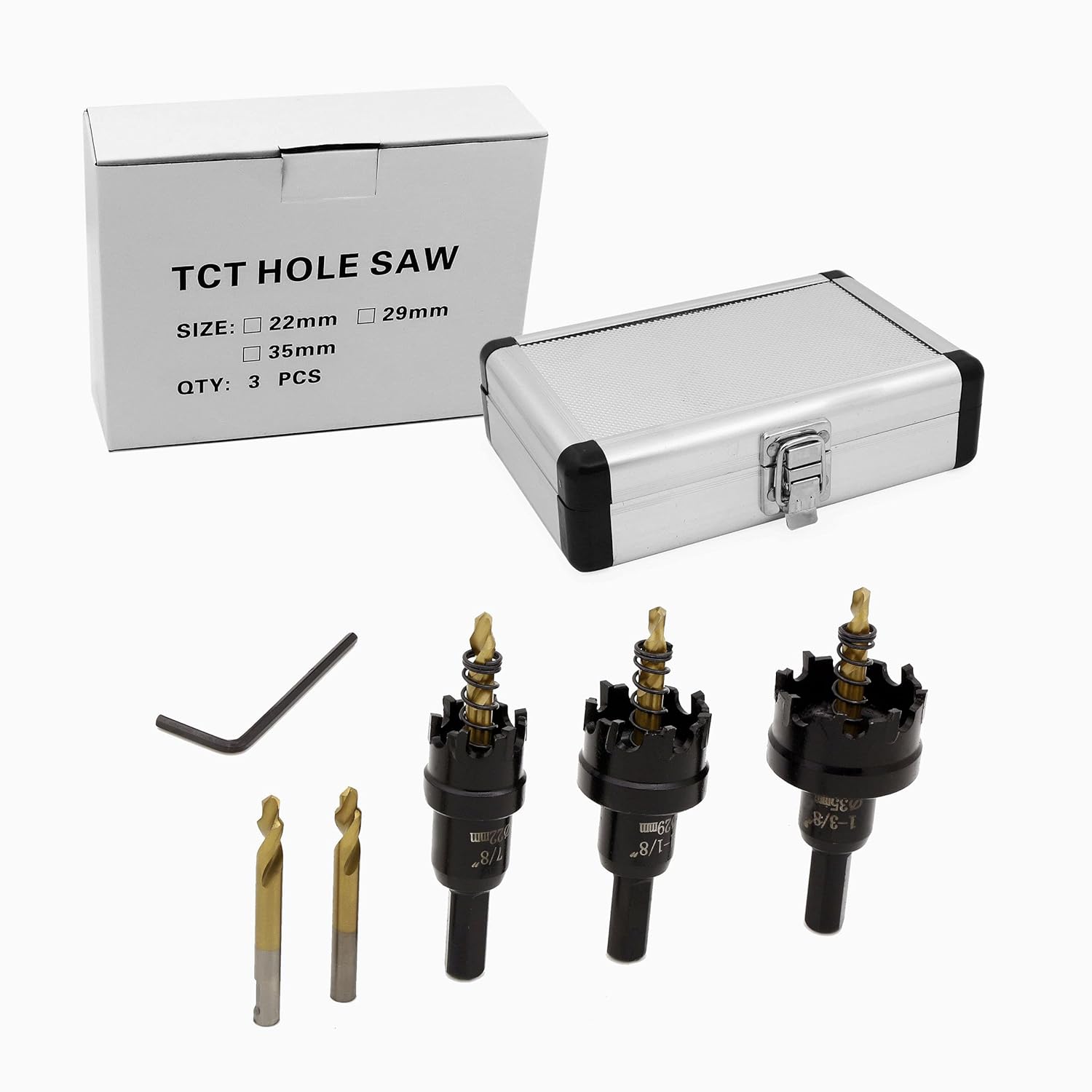 REETAI-FOUR 13Pcs TCT Hole Saw Kit,Tungsten Carbide Tipped Hole Saw Set, Hole Cutter Heavy Duty for Stainless Steel. (3/4-2-15/16)