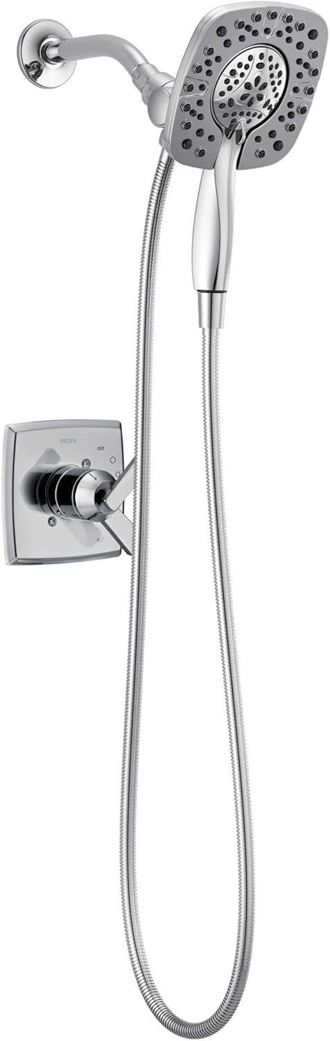 DELTA Ashlyn 17 Series Dual-Function Shower Trim Kit with 2-Spray Touch-Clean In2ition 2-in-1 Hand Held Shower Head with Hose, Stainless T17264-SS-I (Valve Included)