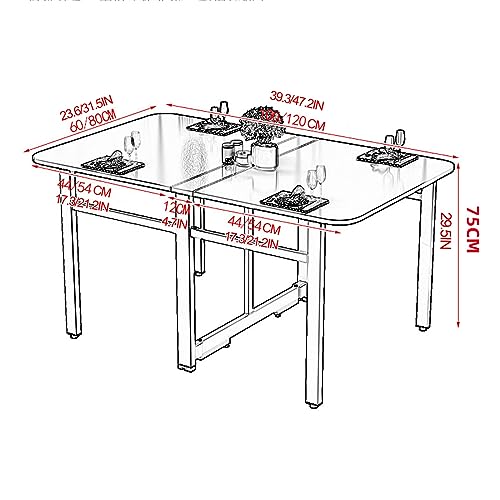 Folding Dining Table with Metal Bracket, Foldable Kitchen Table Extendable Versatile Table, Space Saving Dining Table with Adjustable Foot Pads (Color : B-White Bracket, Size : 100cm/39.3in)