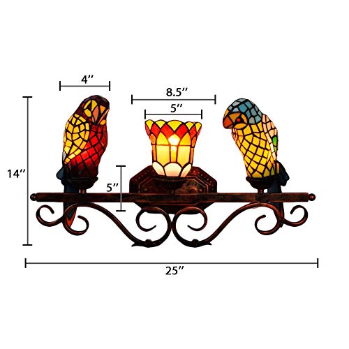 LITFAD Triple Head Butterfly Sconce Lighting Tiffany Style Stained Glass Wall Light LED Bedside lamp Wall Lamp in Multi Color Living Room Bedroom Hotel Restaurant