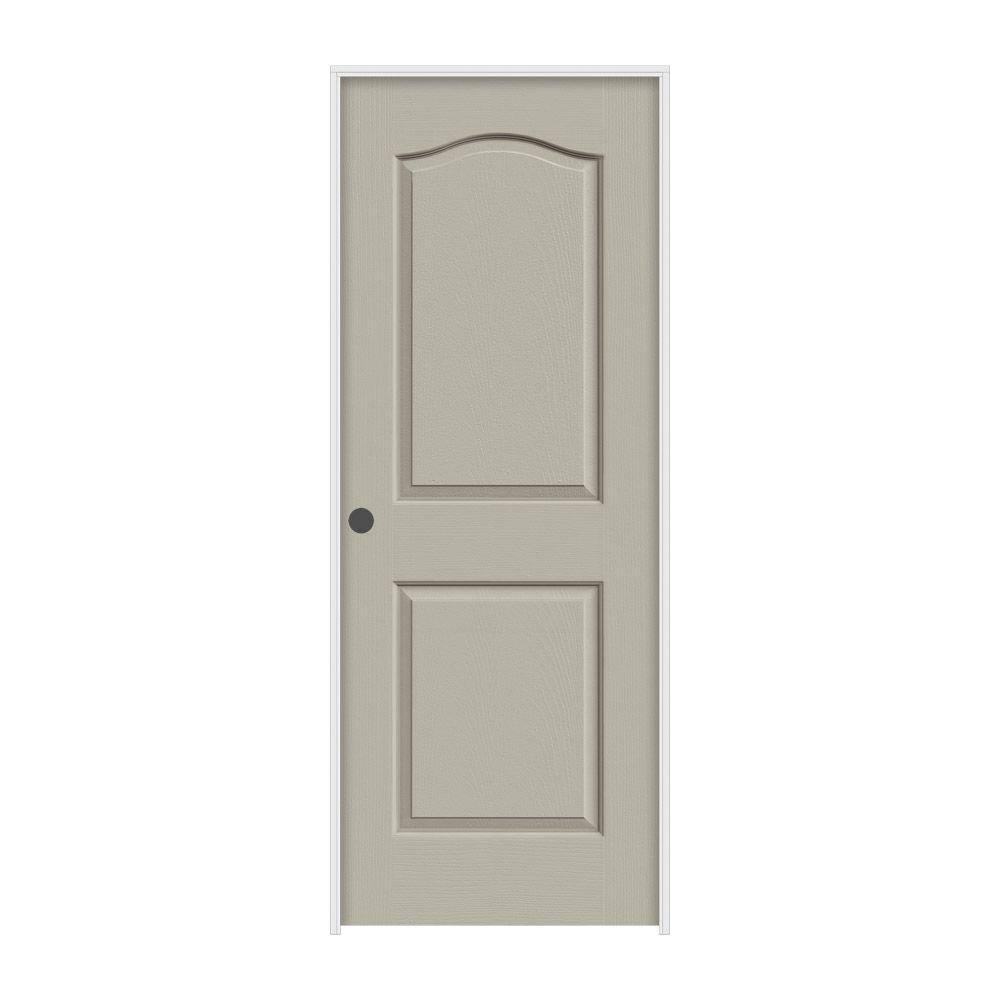JELD-WEN 28 in. x 80 in. Princeton Desert Sand Right-Hand Smooth Solid Core Molded Composite MDF Single Prehung Interior Door